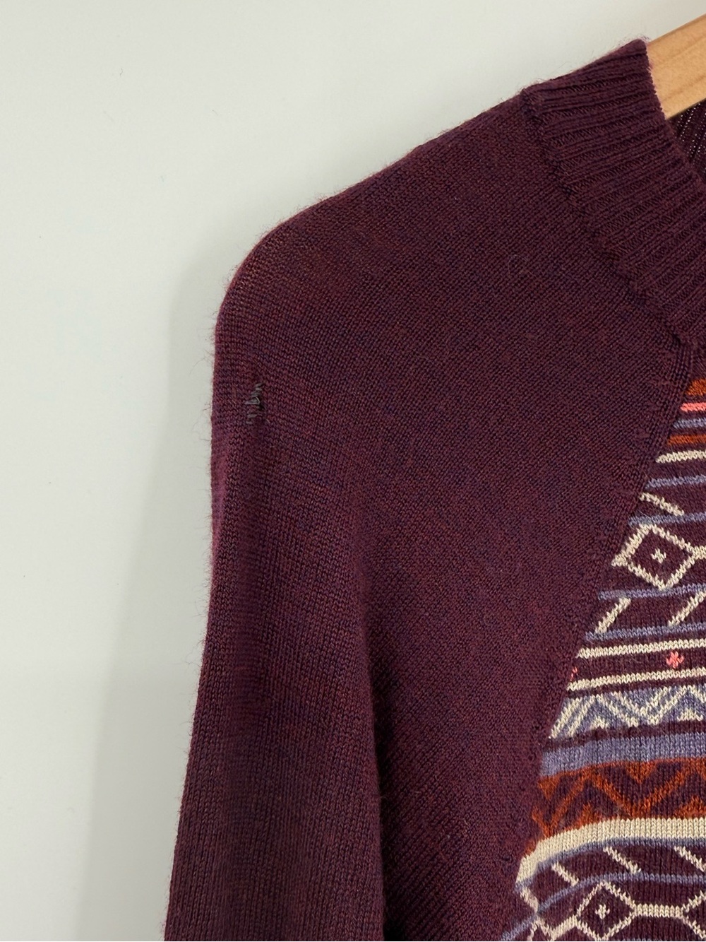 Smartwool Fair Isle Stripe Wool Blend Sweater | Plum Multi | Medium - Picture 6 of 8
